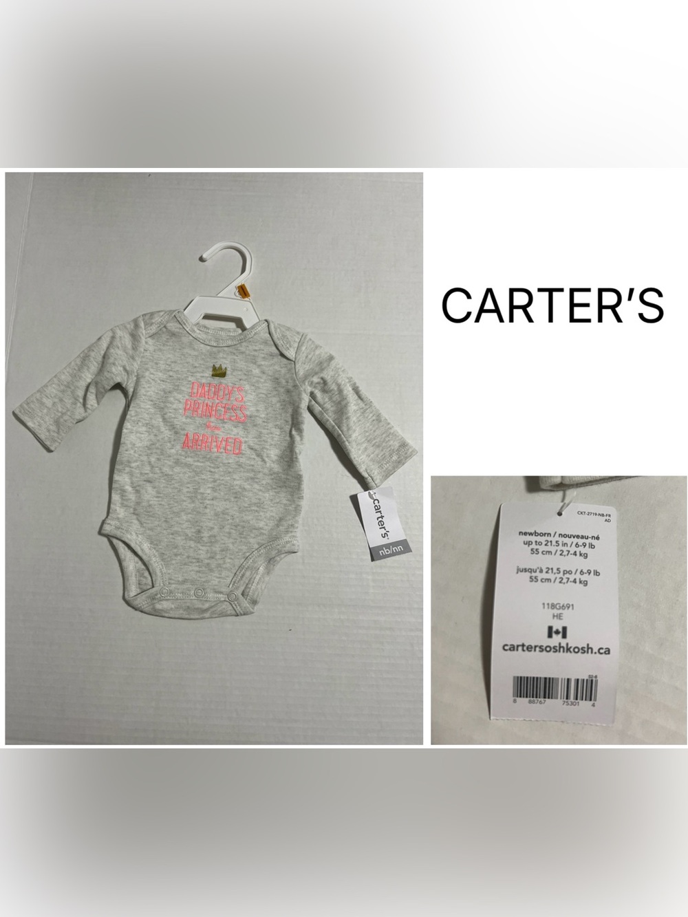 CARTER’S - NB - NWT - INFANT GIRLS BODYSUIT / ONESIE